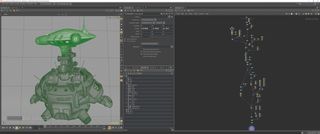 Houdini interface showing 3D model and texture nodes