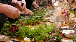 Christmas wreath making as a family christmas tradition