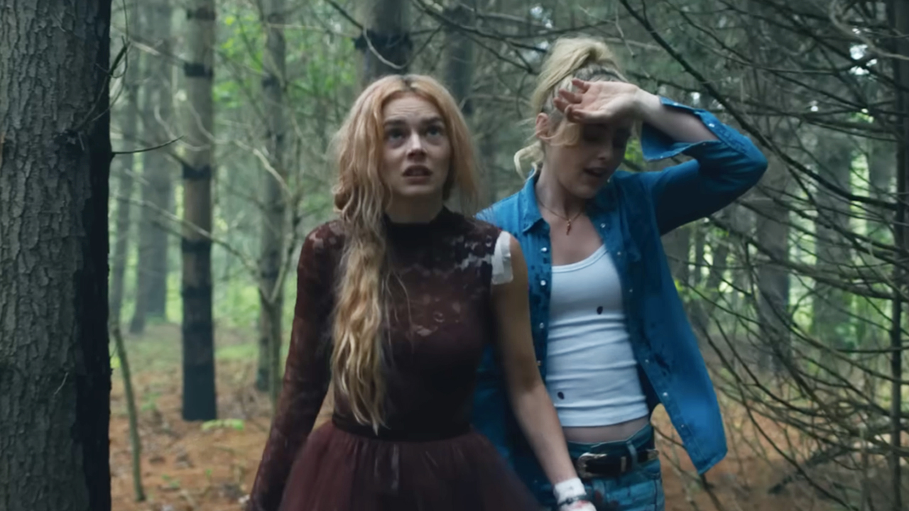 The leads of Ready or Not 2: Here I come trudging through the forest, looking worse for wear in the upcoming horror release.