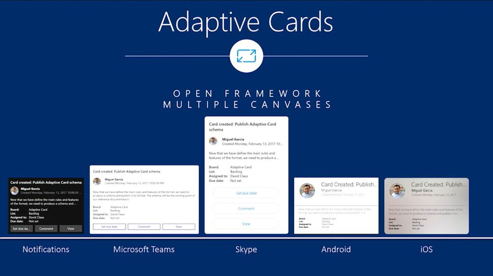 Microsoft's Adaptive Cards framework aims to unify design across