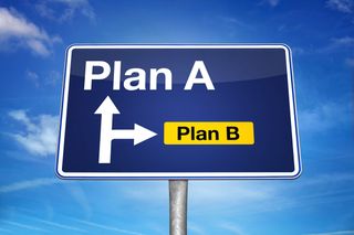 Sign showing arrows for Plan A and Plan B
