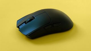 The Razer Viper V3 Pro mouse against a yellow background.