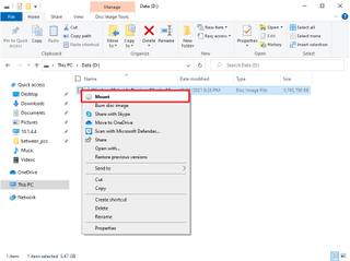 File Explorer mount Windows 10 ISO