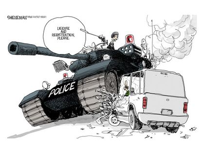 Editorial cartoon U.S. police militarization