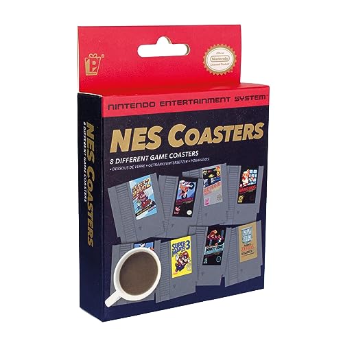 Nintendo Nes Cartridge Retro Drink Coasters for Gamers - Officially Licensed, Featuring Donkey Kong, Legend of Zelda, Super Mario, & More Classic Games, Set of 8 - Paladone