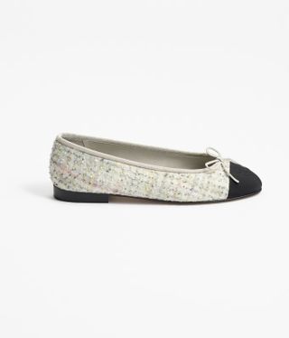 chanel, Cotton and Wool Tweed & Grosgrain Ballet Flats