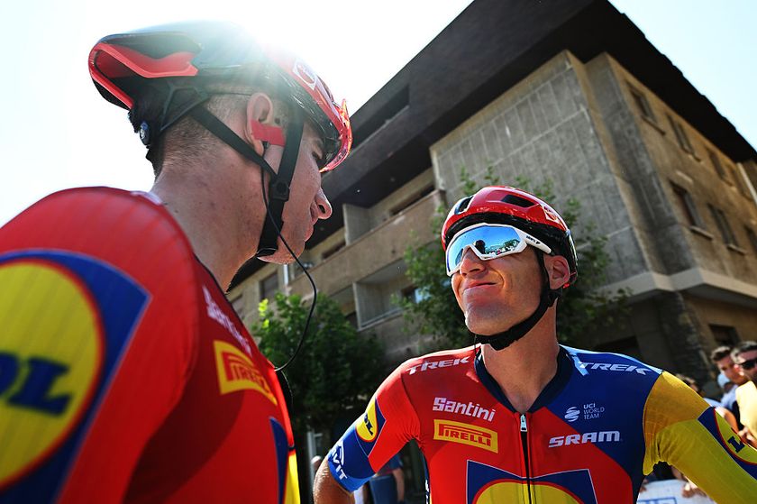 GETXO - BILBAO, SPAIN - AUGUST 03: Aleix Espargaro of Spain and Team Lidl - Trek reacts after the 80th Circuito de Getxo - Memorial Hermanos Otxoa 2025 a 172.2km one day race from Bilbao to Getxo on August 03, 2025 in Getxo - Bilbao, Spain. (Photo by Antonio Baixauli/Getty Images)