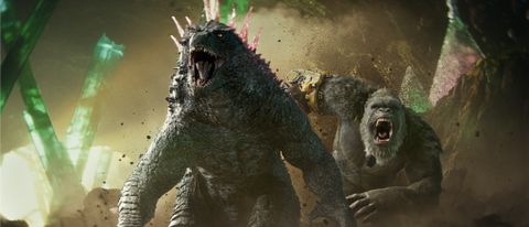Godzilla and King Kong running towards the camera in Godzilla x Kong: The New Empire