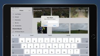 An iPad showing the process of creating a new album in the Photos app
