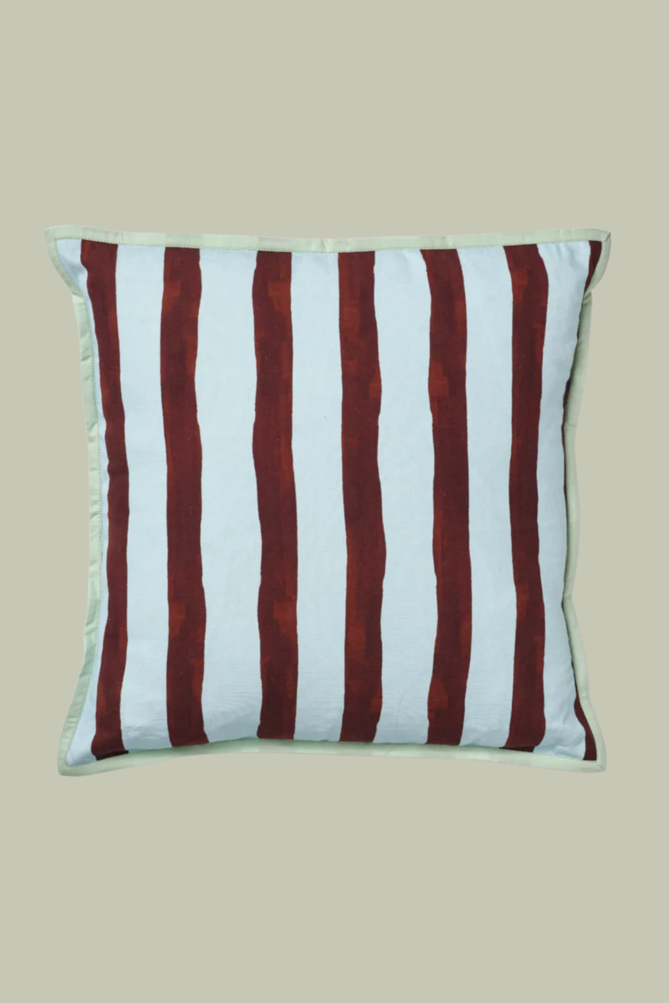 A brown and blue striped cushion