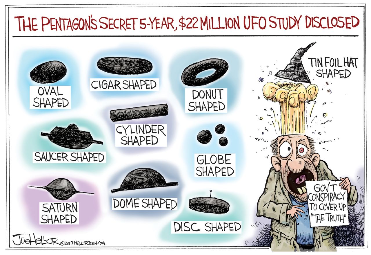 Political cartoon U.S. Pentagon UFO