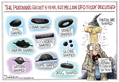 Political cartoon U.S. Pentagon UFO