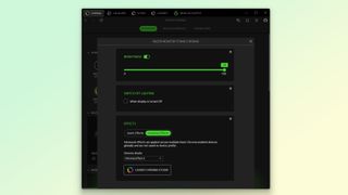 A screenshot of the Razer Chroma app showing how you can customize the Razer Monitor Stand Chroma's integrated RGB lightstrip