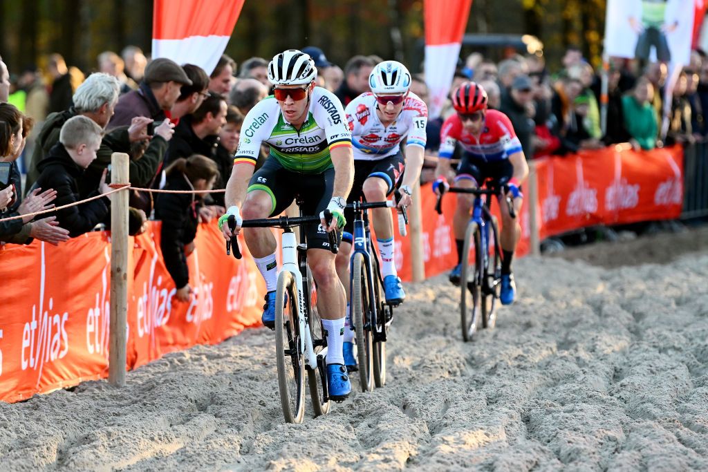 BERGEN NETHERLANDS NOVEMBER 13 01competes during the 1st UCI Cyclocross World Cup Beekse Bergen 2022 Mens Elite CXWorldCup BeekseBergen Cyclocross on November 13 2022 in Bergen Netherlands Photo by Luc ClaessenGetty Images