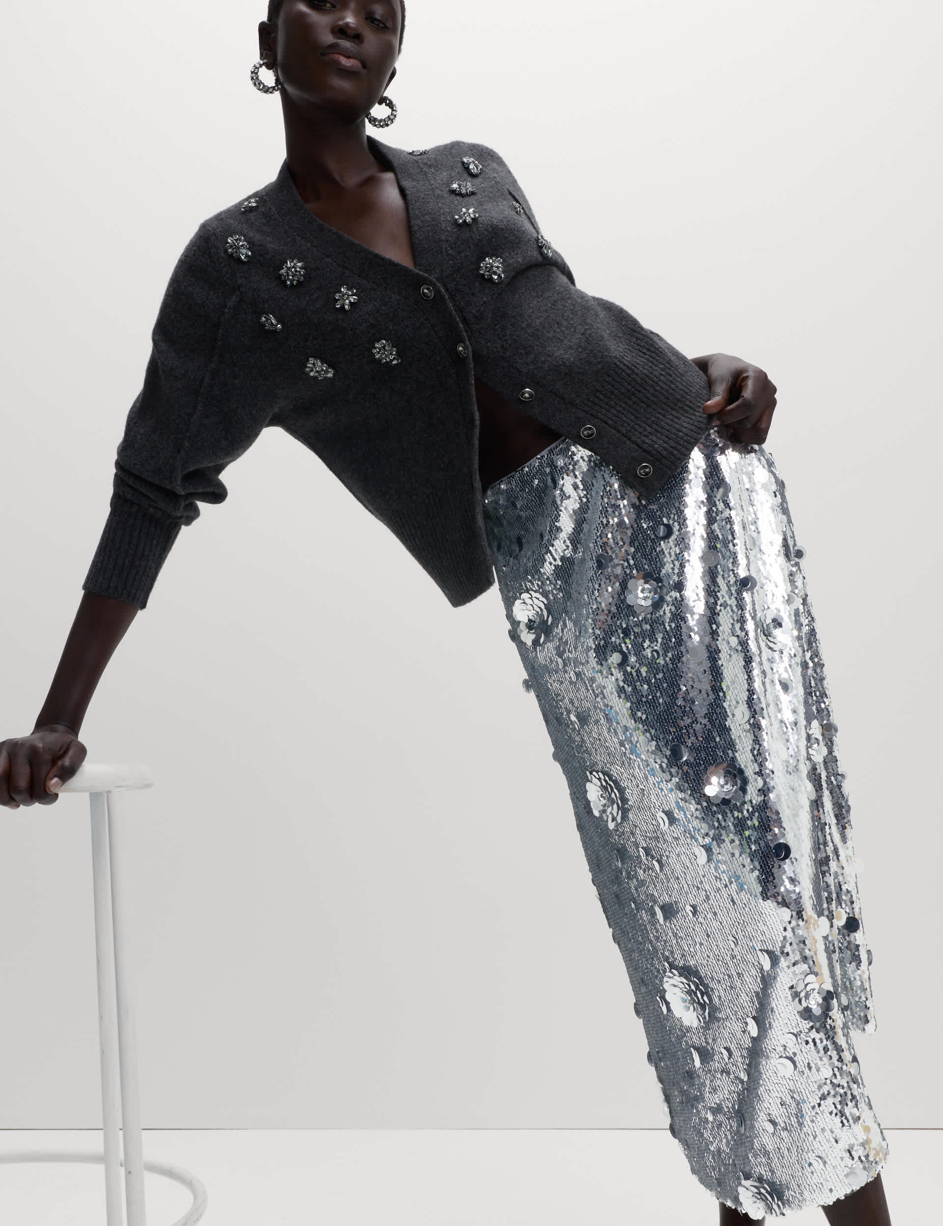 Sequin Midaxi A-Line Skirt