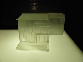 Semi-transparent model of a large building