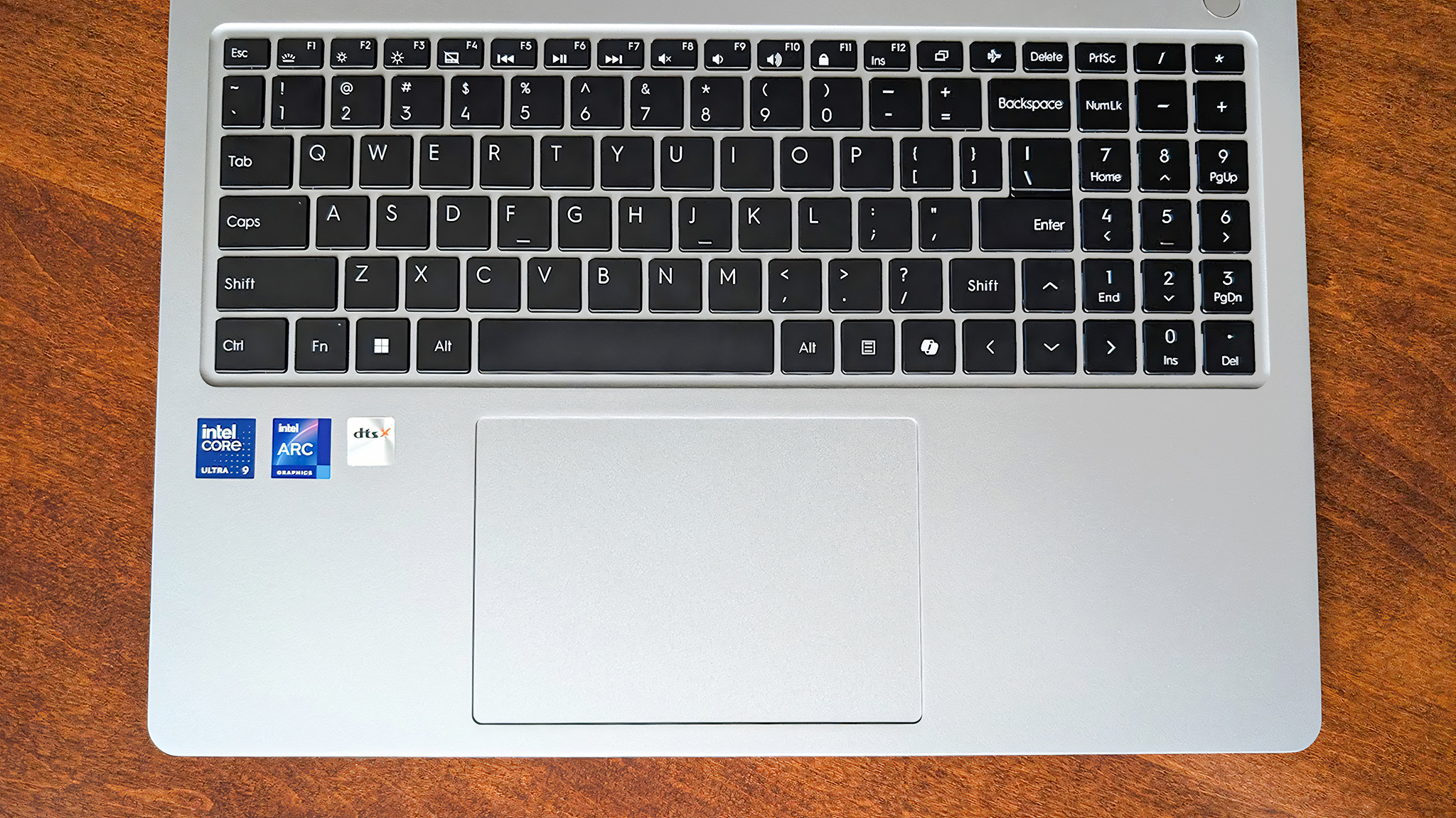 A top down view of the keyboard on the Geekom GeekBook X16 Pro.