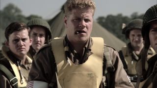MIchael Cudlitz with cigar in mouth in Band of Brothers