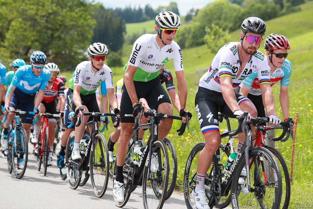 Peter Sagan conserves energy on the bunch during stage 2 at Tour de Suisse