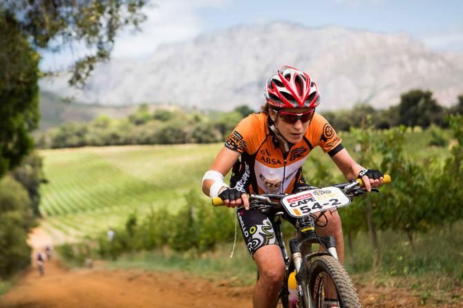 Leading lady Catherine Williamson makes her way through the vineyards
