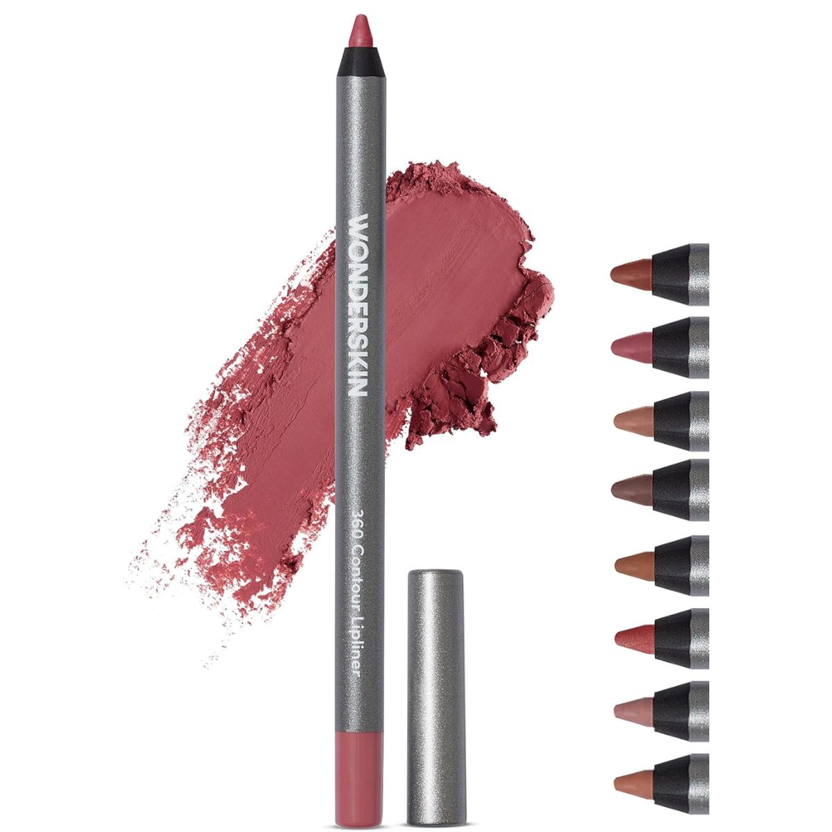 Wonderskin Lip Liner Pencil - 360 Contour Lipliner, Long Lasting, Sharpenable, Waterproof and Transfer-Proof Nude Lip Liner Pencil (rosewood)