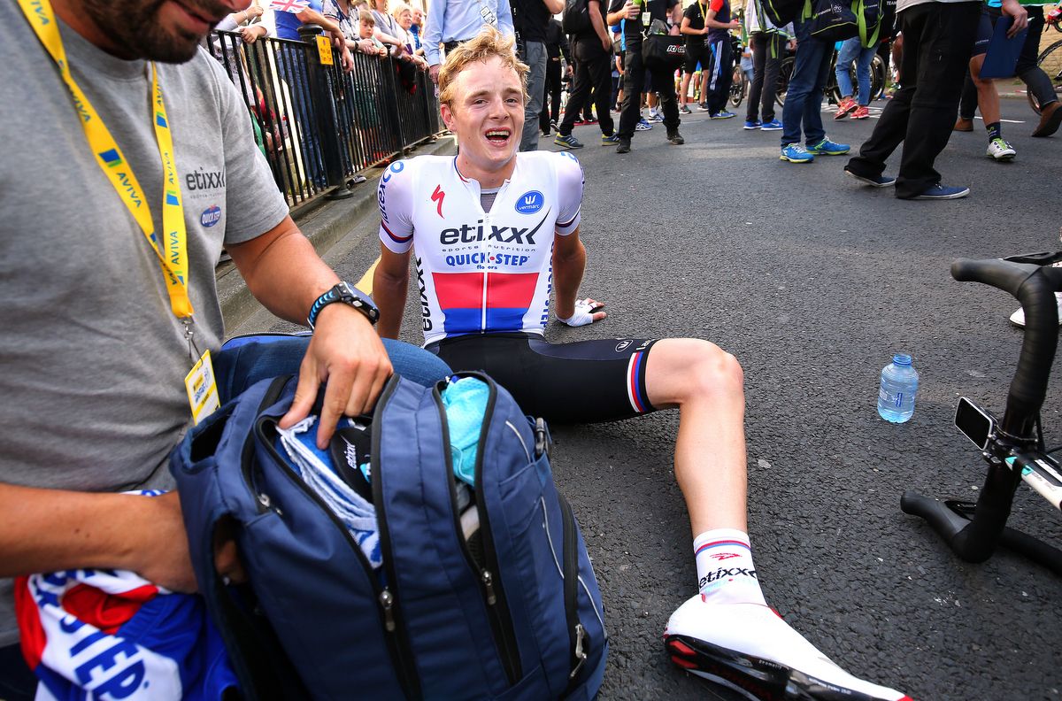 Petr Vakoc (Etixx-Quick Step) tries to get his breath back after his solo victory