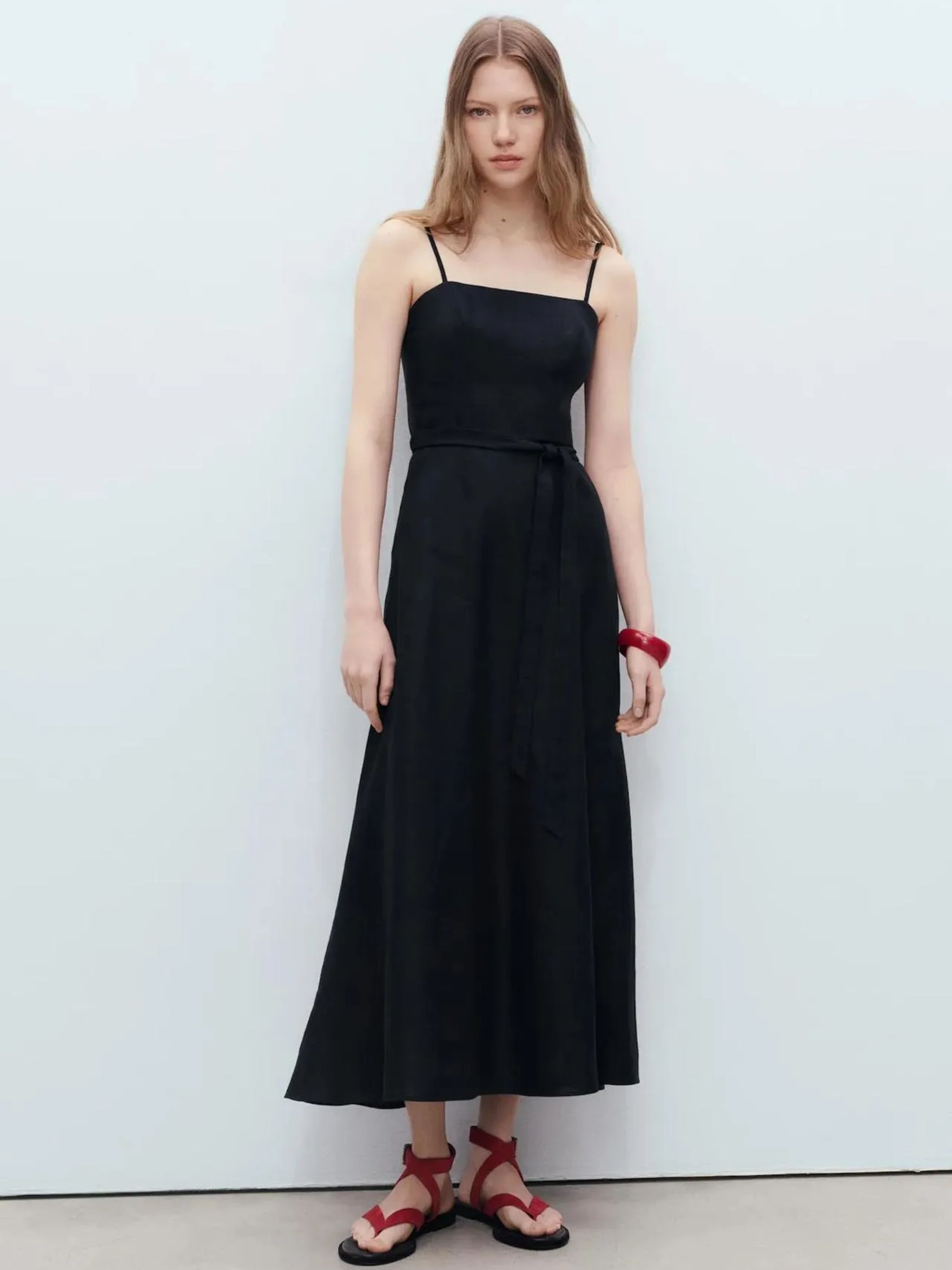 MANGO, Bow Linen-Blend Dress