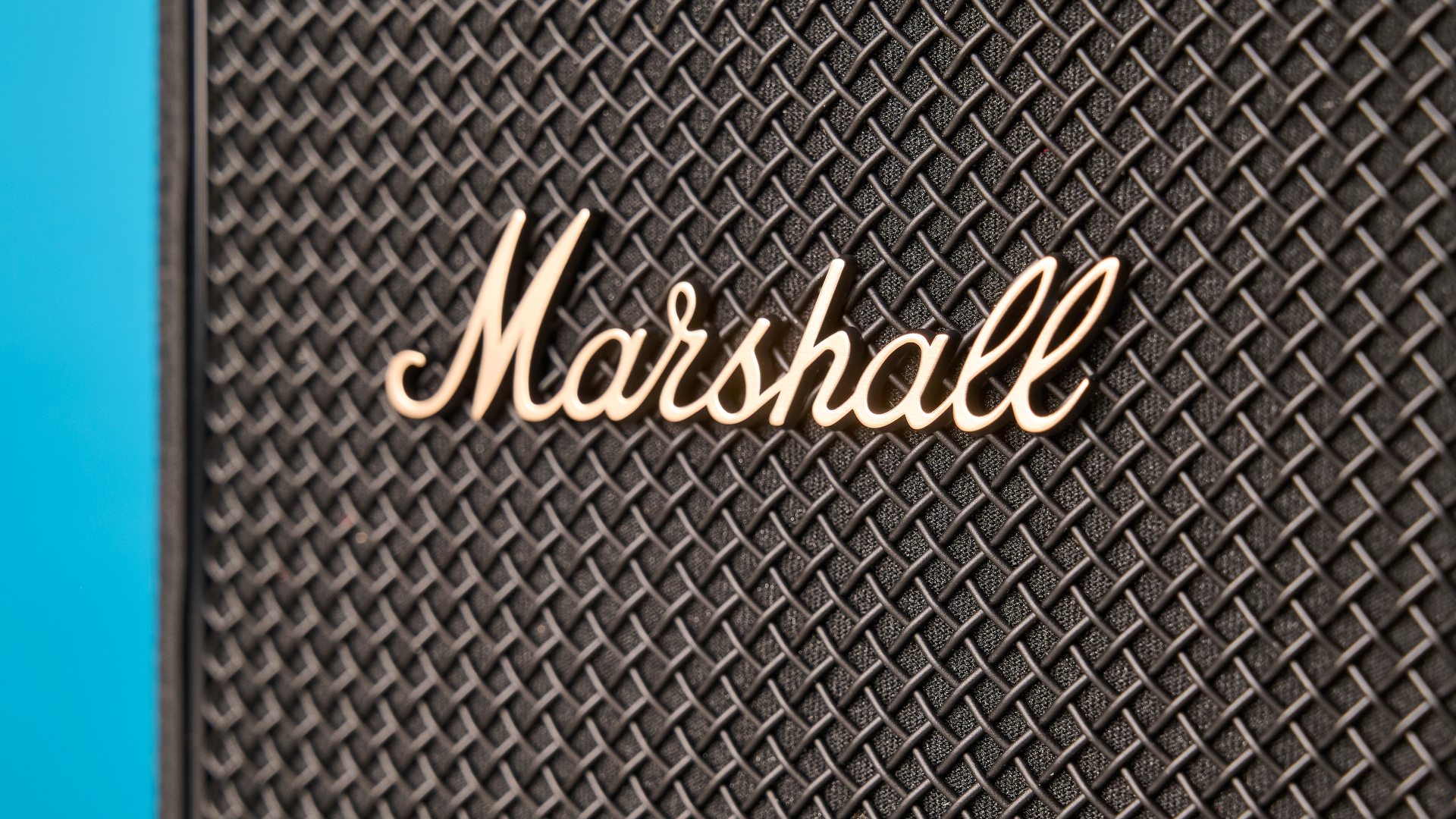 Marshall Stockwell III portable Bluetooth speaker in black and brass