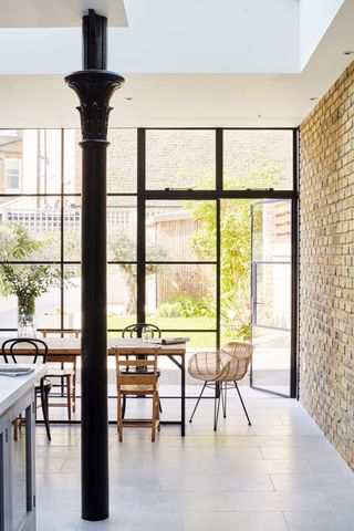 kitchen extension with open plan layout kitchen diner and floor-to-ceiling windows