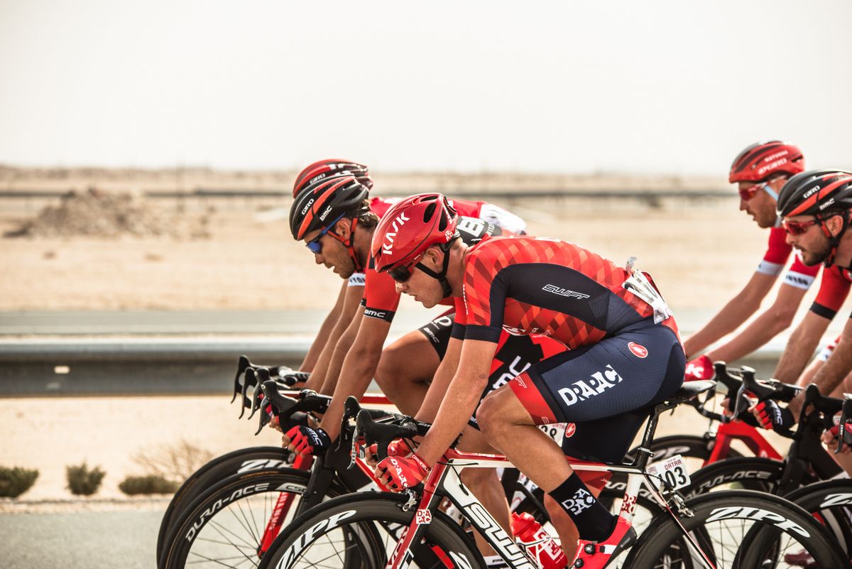 Jordan Kerby (Drapac) riding at the front