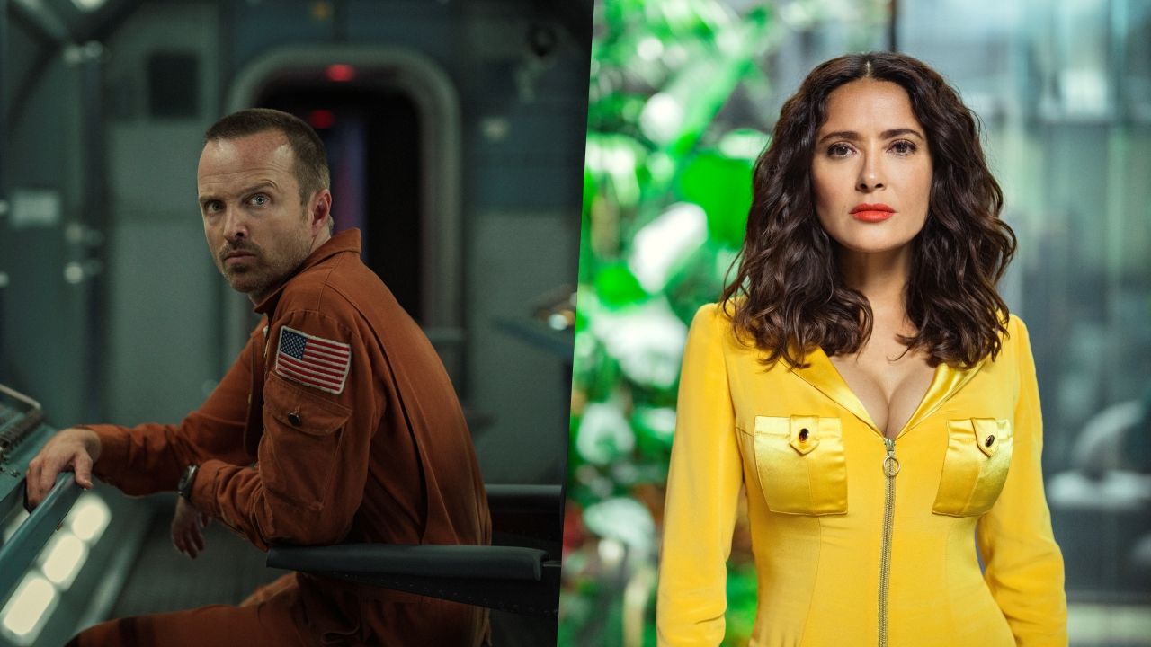 Aaron Paul and Salma Hayek in Black Mirror