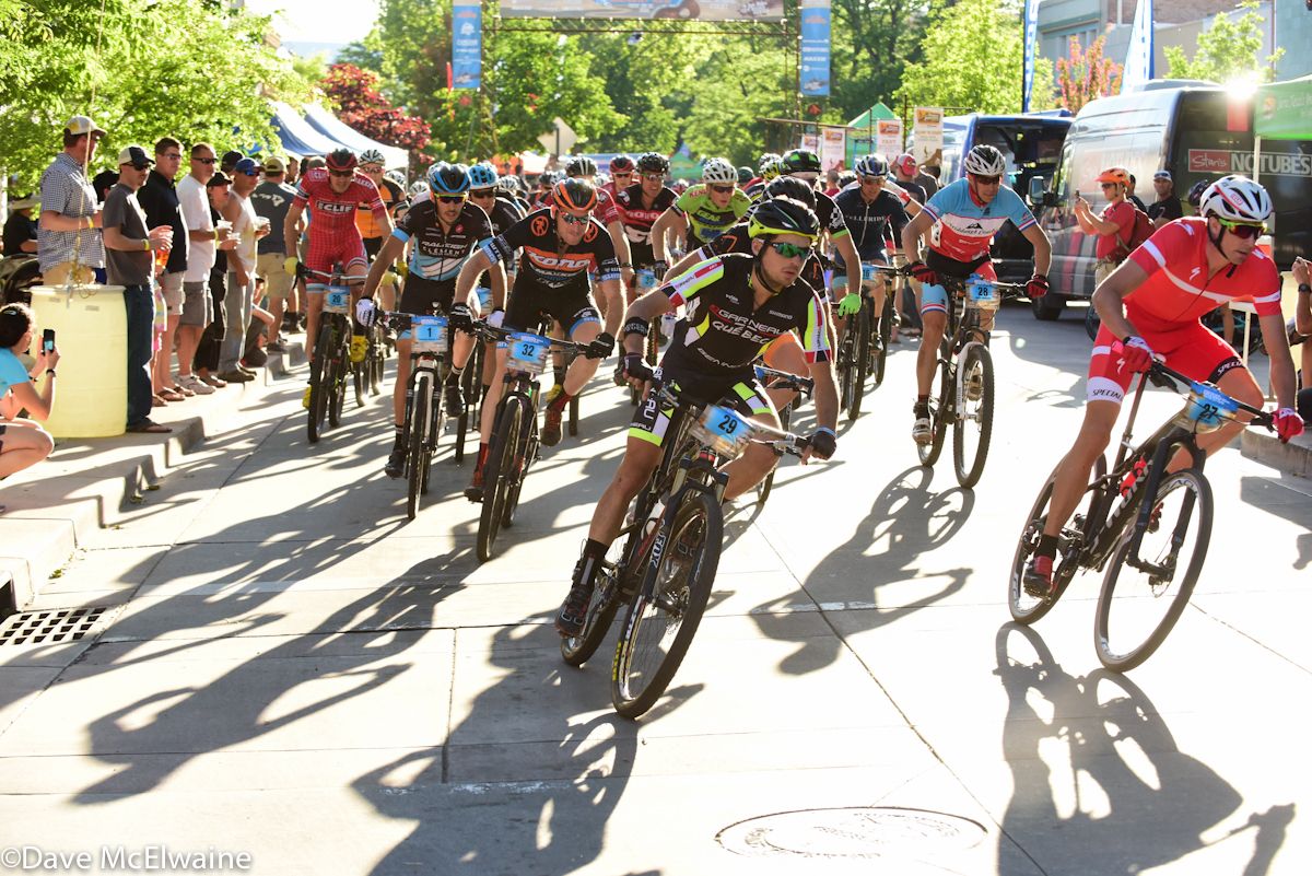 Todd Wells (Specialized) made it to the first left hand turn first after the start