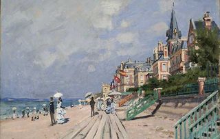 The Beach at Trouville, 1870, by Claude Monet