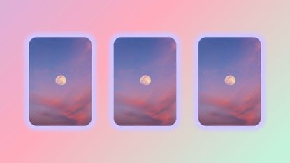 three full moon photos on a pastel background