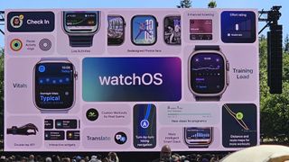 Apple watchOS 11 on a screen at WWDC 2024