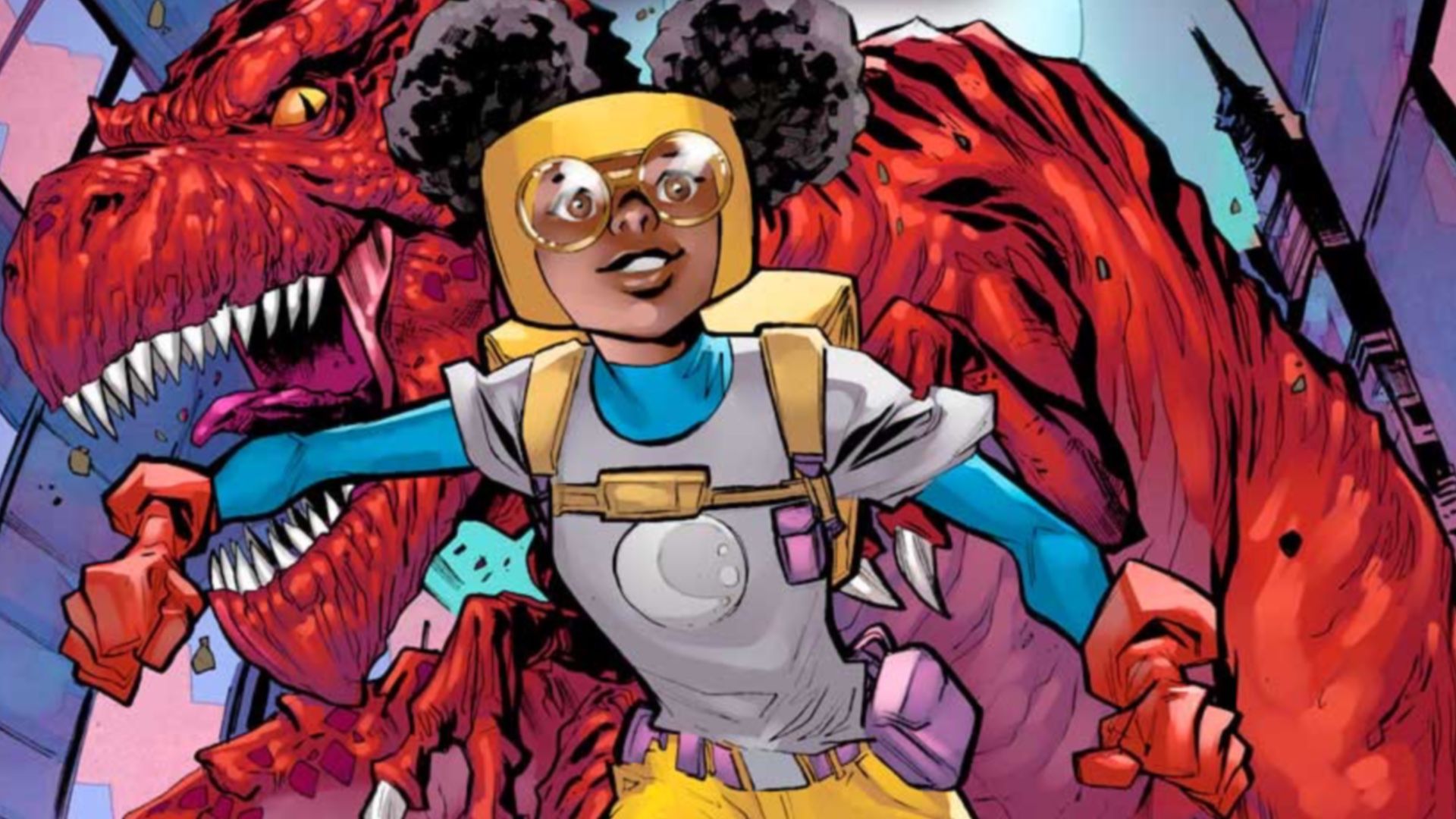 Лунная девочка и дьявольский динозавр. Лунелла Лафайет Марвел. Moon girl and Devil Dinosaur. Moon girl and Devil Dinosaur 2023. Лунелла Марвел динозавр.