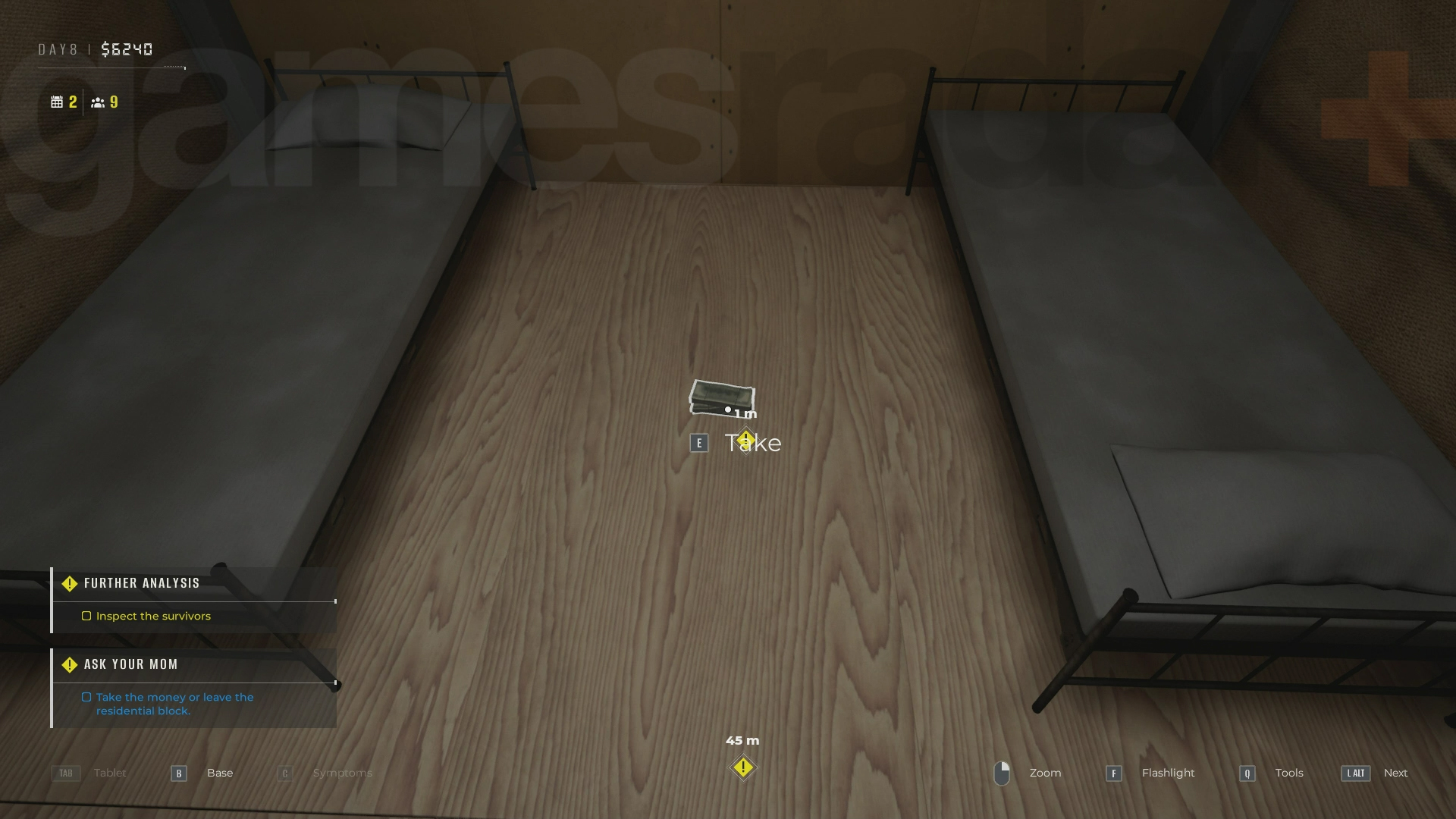 Taking the money after finding the Quarantine Zone Ask Your Mom vandal