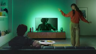 WiZ TV Sync Box with backlight behind TV