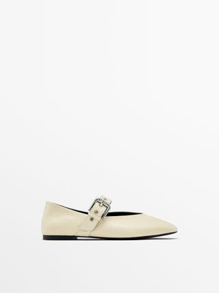 Massimo Dutti, Gathered Stretch Ballet Flats