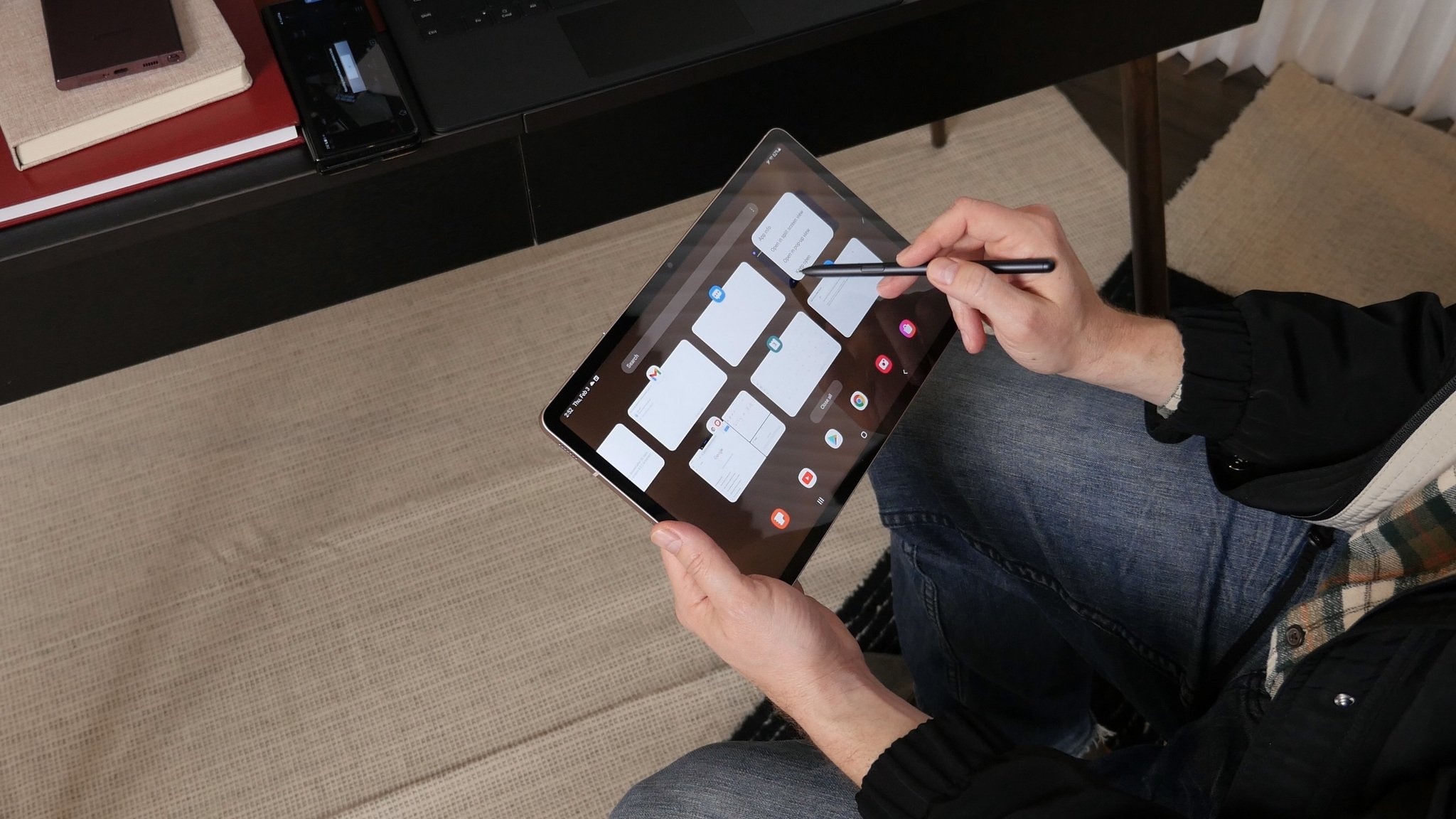 Samsung Galaxy Tab S8 with S Pen multitasking menu