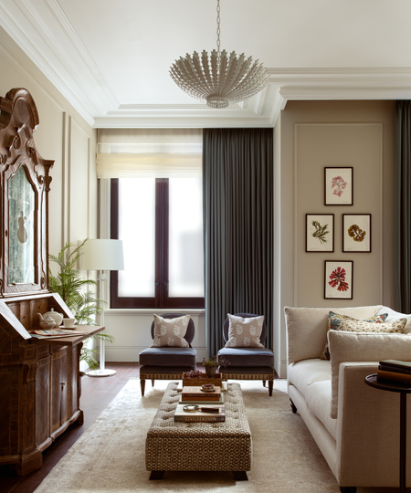 A neutral-toned living space.