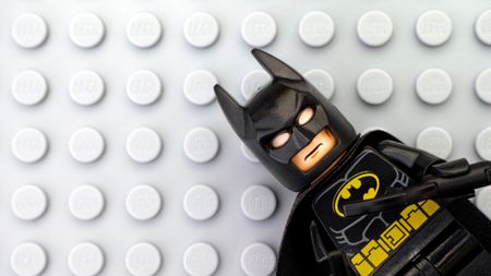 Lego Batman on gray baseplate