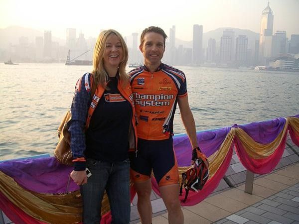 David Sommerville (right) poses with Champion System massage therapist Helena.