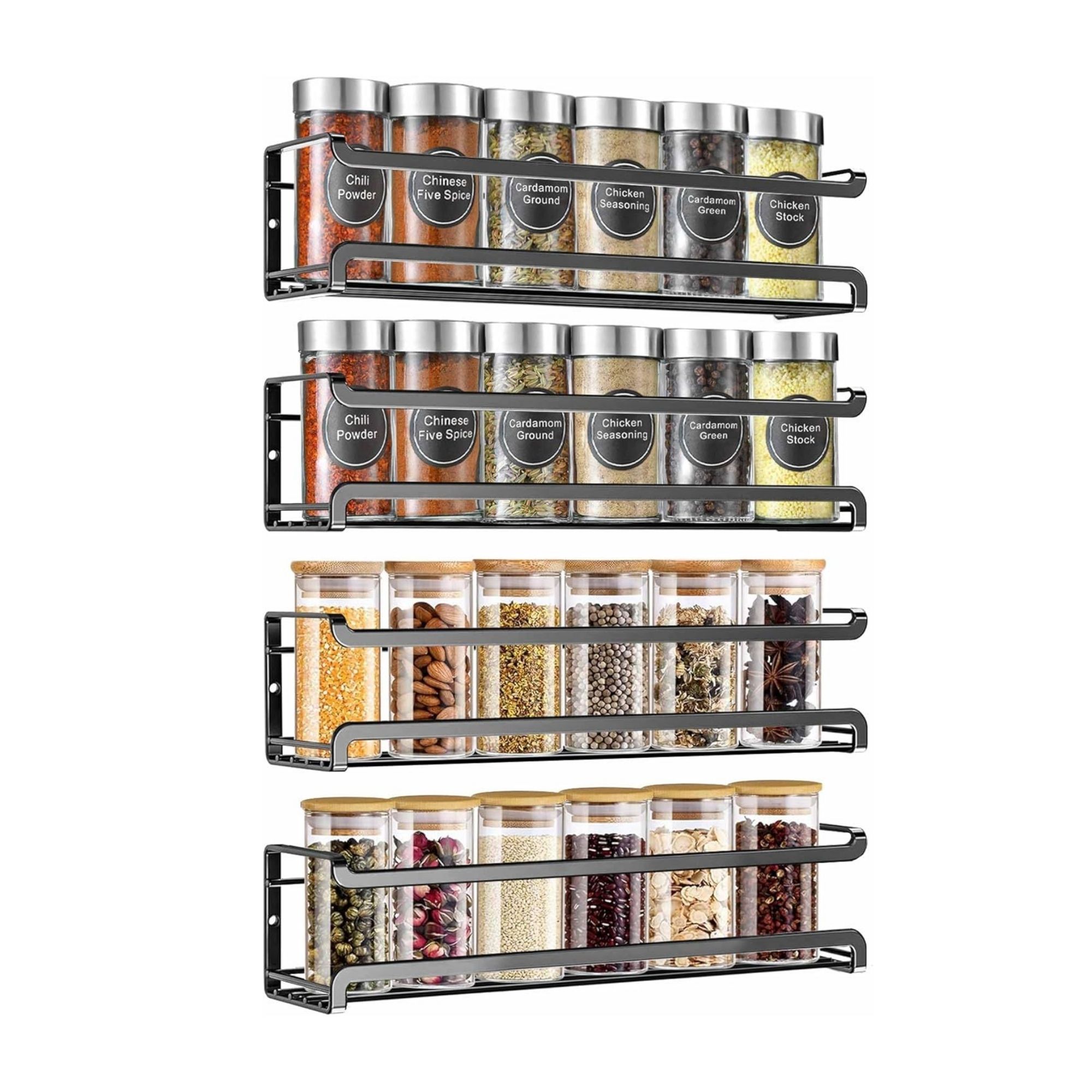Spice Rack Wall Mounted 4 Pack