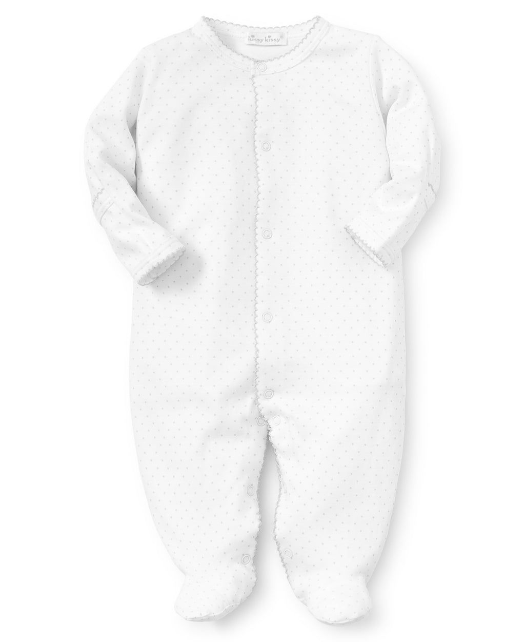 White/silver New Kissy Dots Print Footie