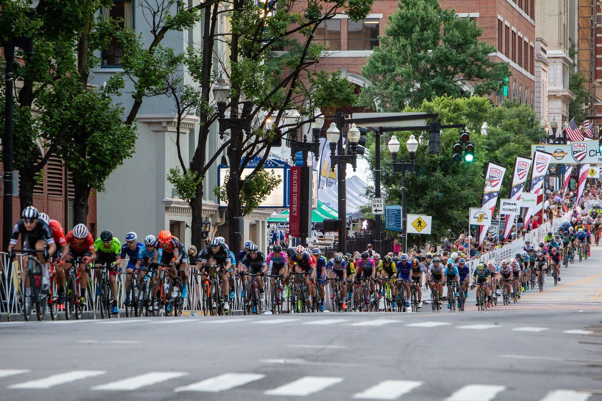 The bunch is strung out in a long line