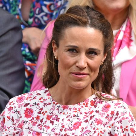 Pippa Middleton wearing a pink floral dress 