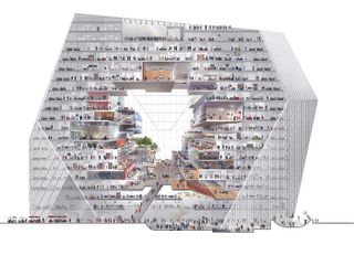 Ole Scheeren architecture illustration: Collaborative Cloud in Berlin