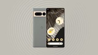 Google Pixel 7 pro on grey background