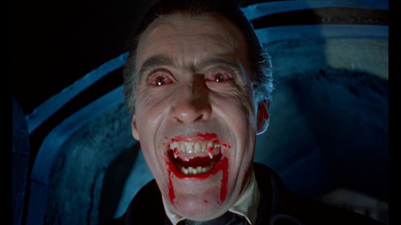 A still showing Christopher Lee in the 2026 4K restoration of Dracula by Hammer Films